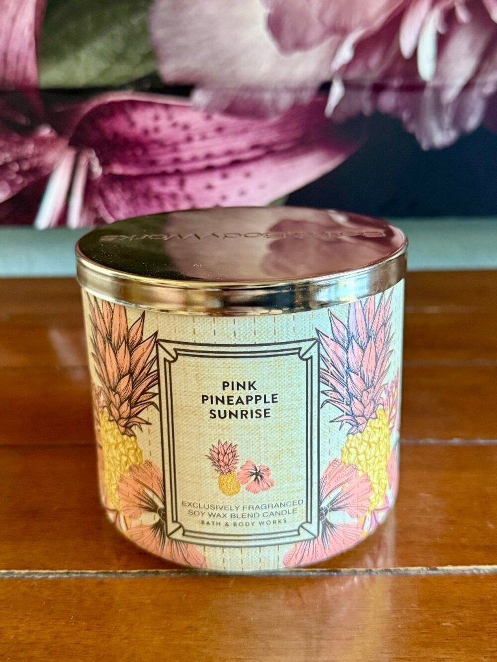 NEW PINK PINEAPPLE SUNRISE 3-Wick Candle Bath & Body Works